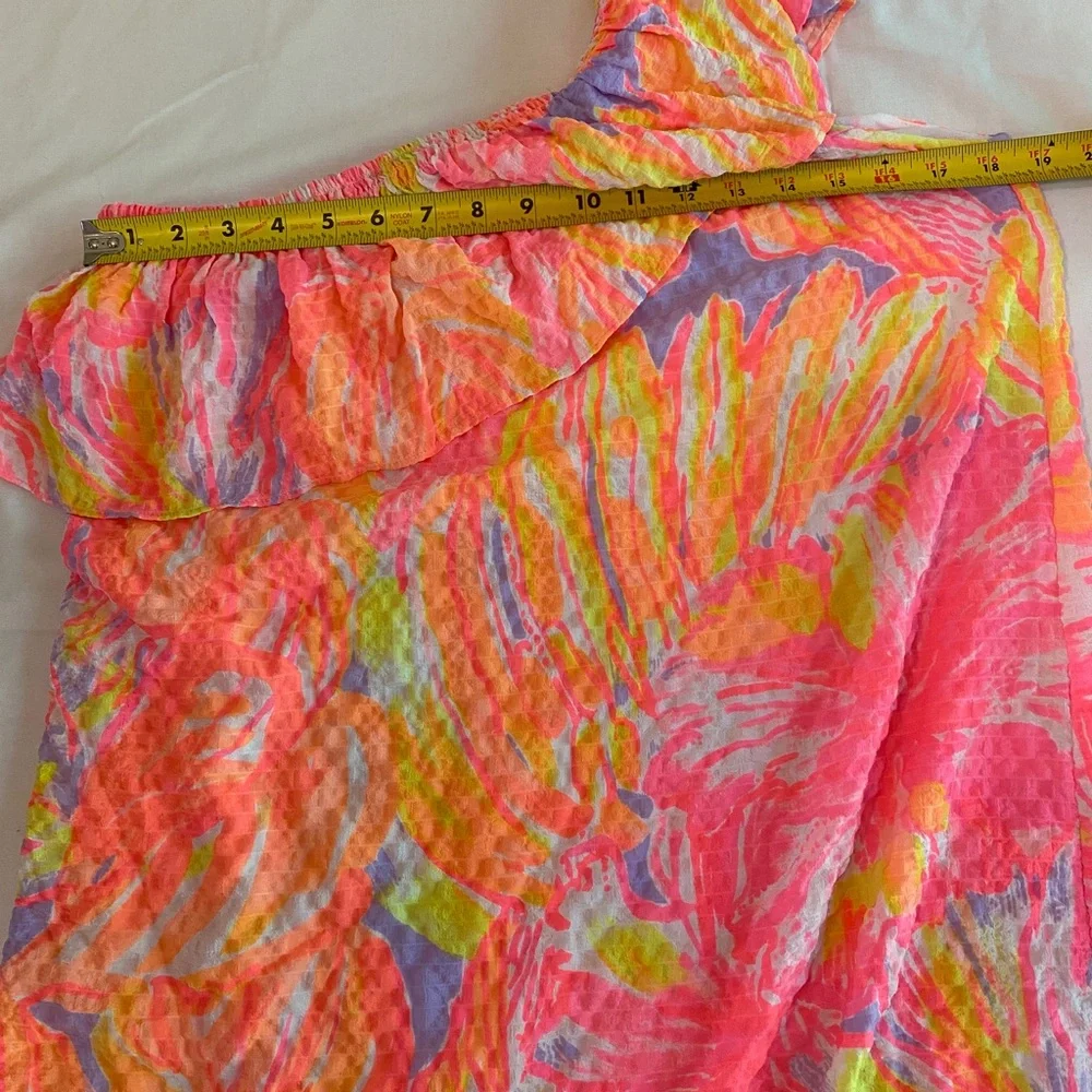 Lilly Pulitzer One Shoulder Dress in Pink and Orange - Picture 8 of 9